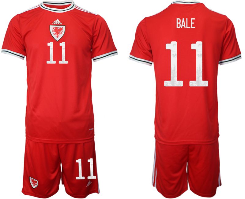 Men 2022 World Cup National Team Welsh home red #11 Soccer Jersey-0